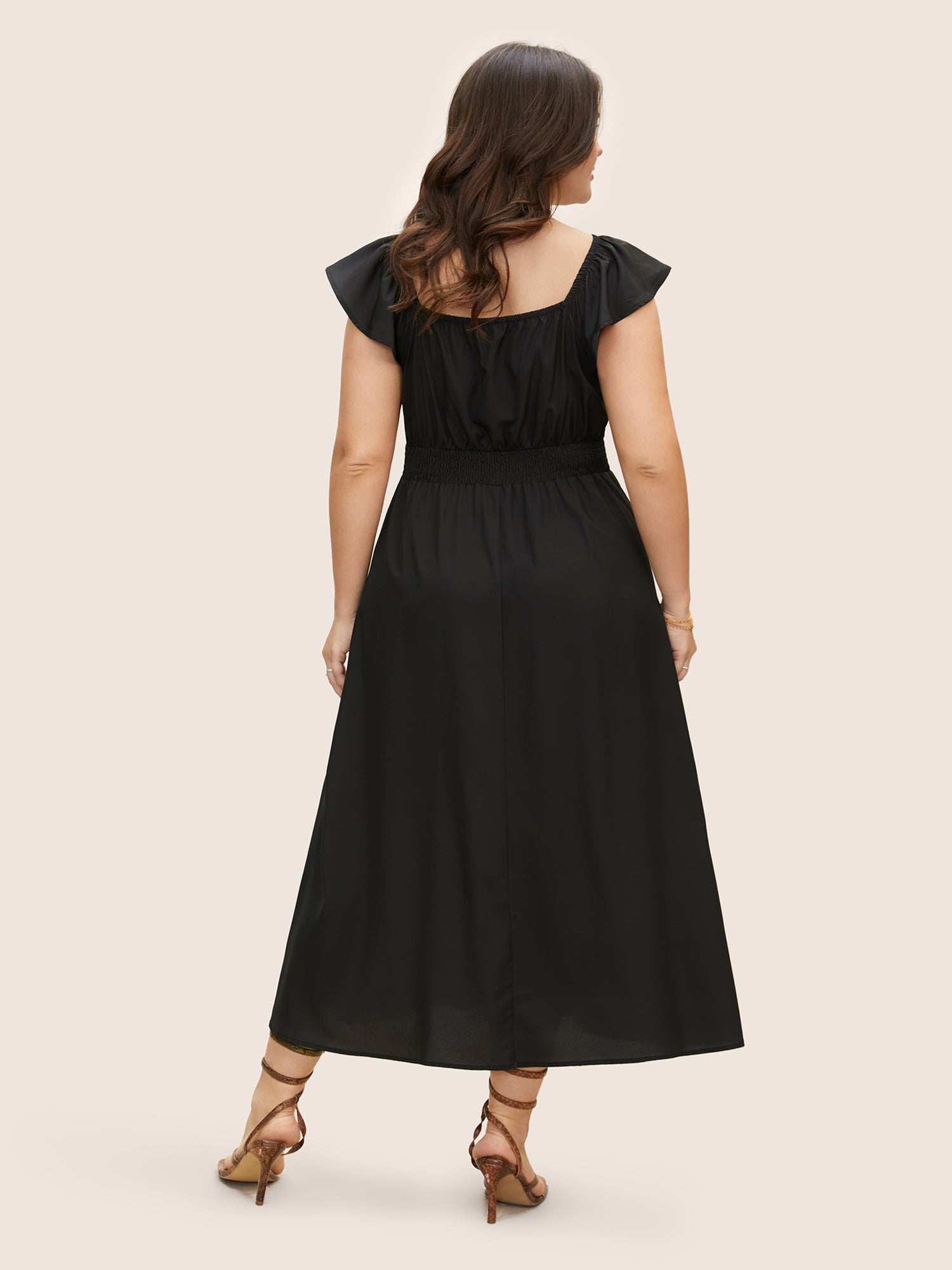 Carnation Print Ruffle Cap Sleeve Maxi Dress