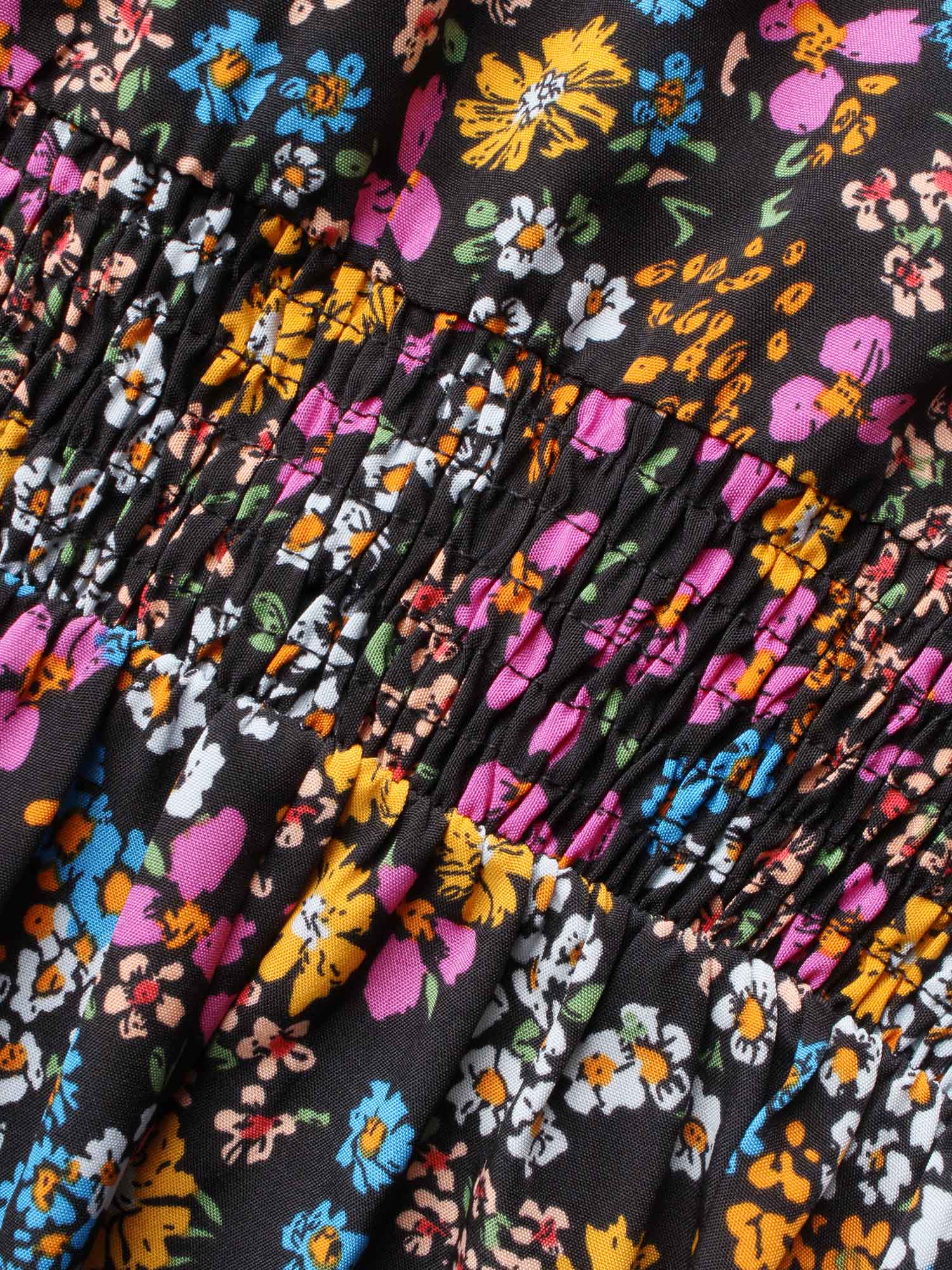 Floral Smocked Waistline Surplice Neck Blouse