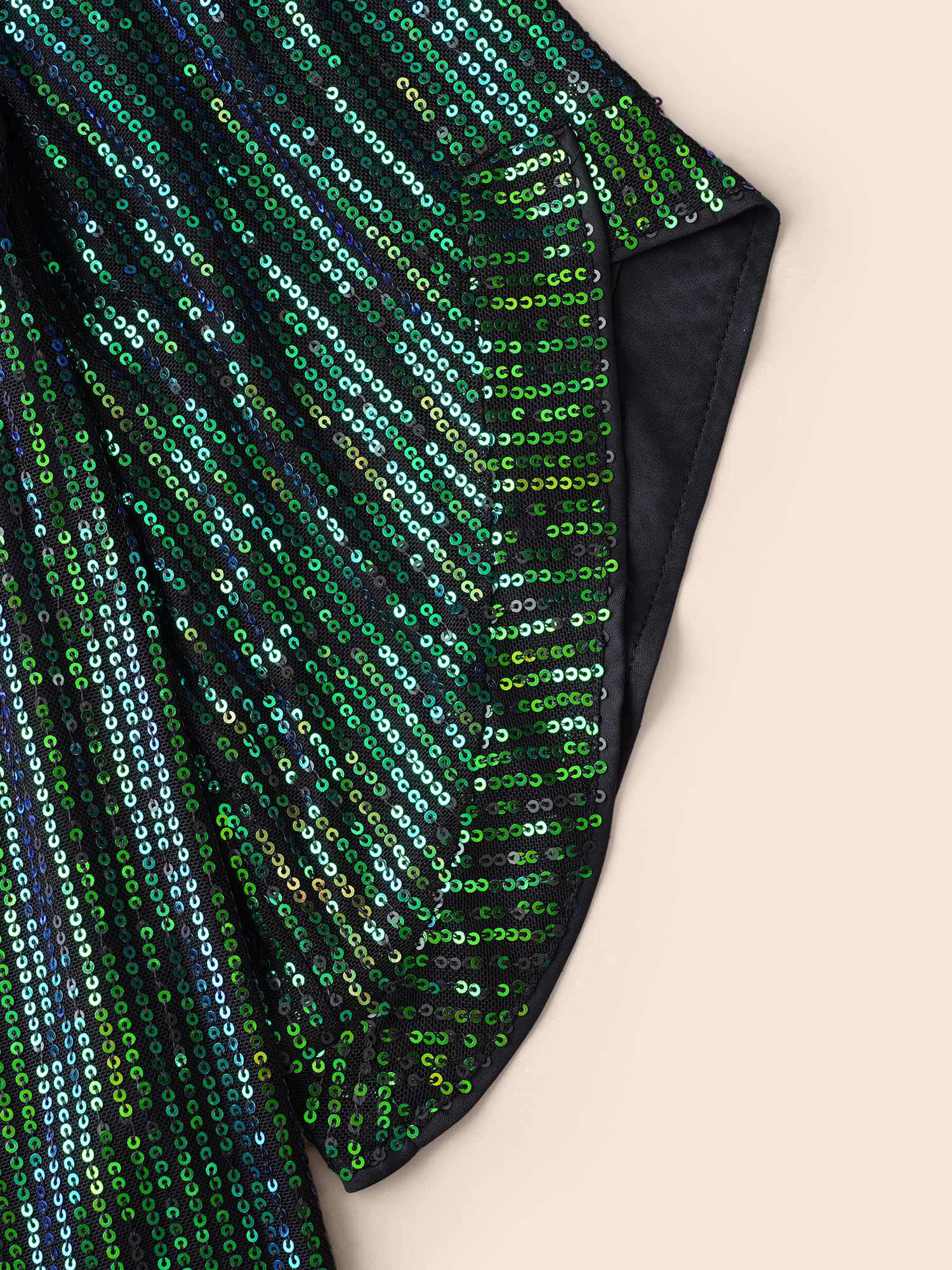 Round Neck Sequin Bell Sleeve Blouse