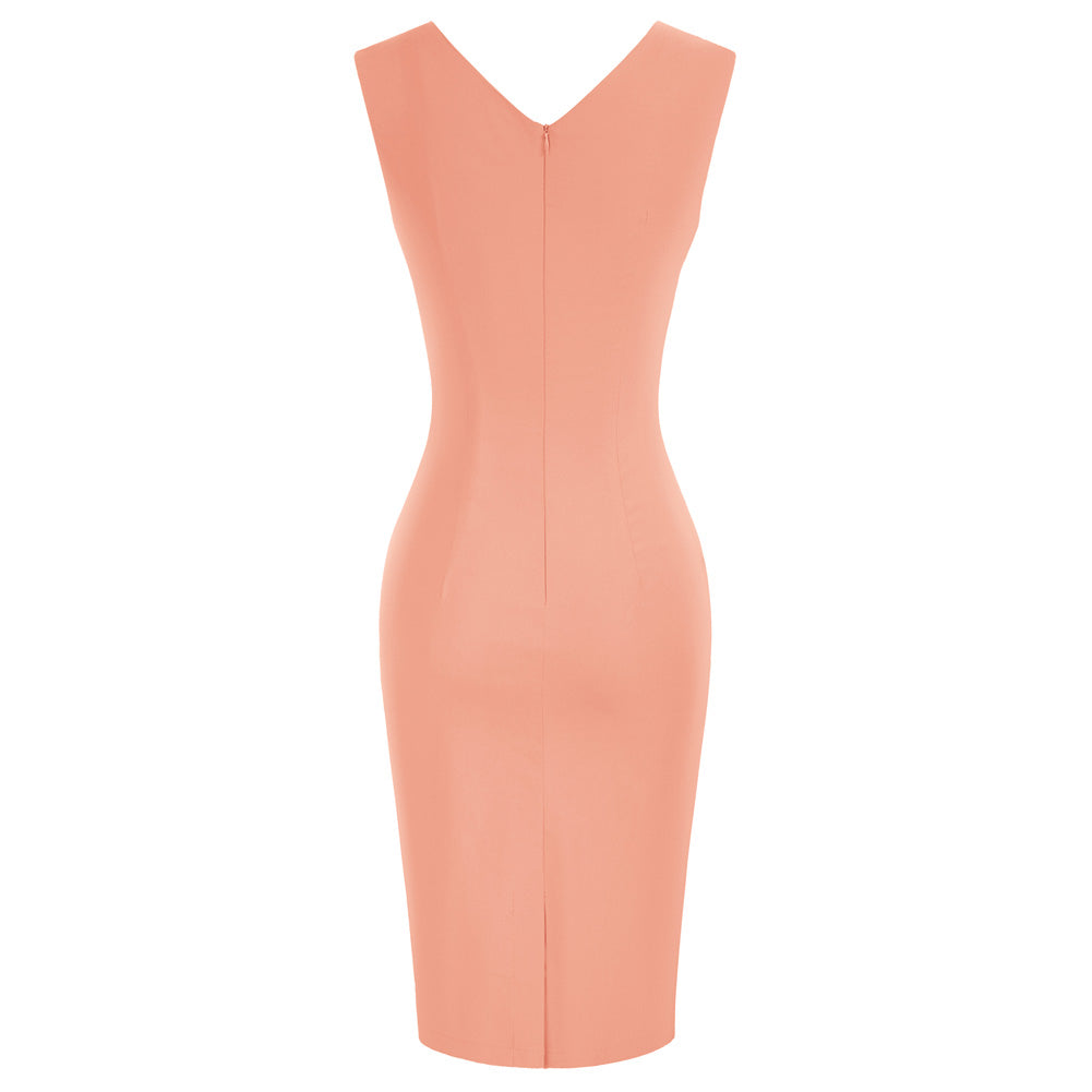 Vintage Slim Fit Sleeveless Hips-Wrapped Bodycon Dress