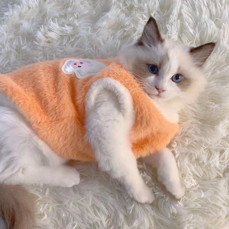 Cute Rabbit Plush Solid Color Pet Clothing