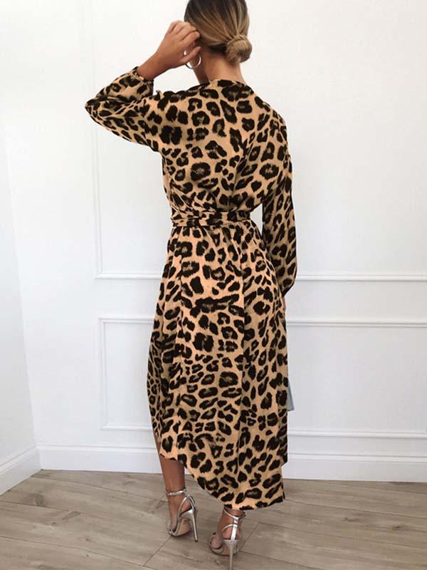V Neck Sexy Leopard Dress