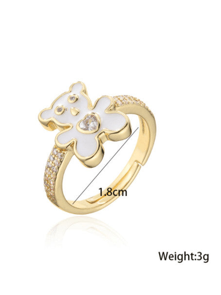 Bear Rhinestone Ring