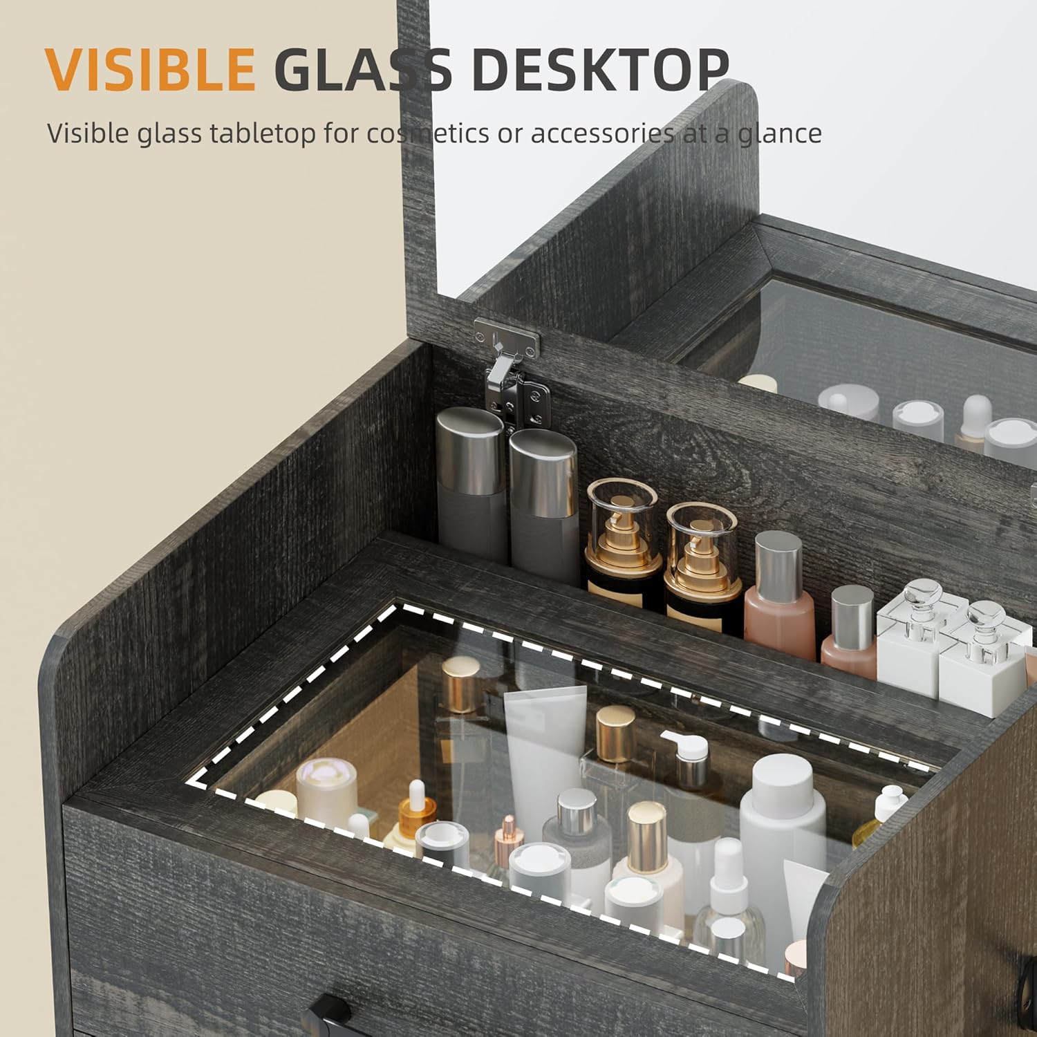 3 in 1 Vanity Desk with Flip Top Mirror for Bedroom