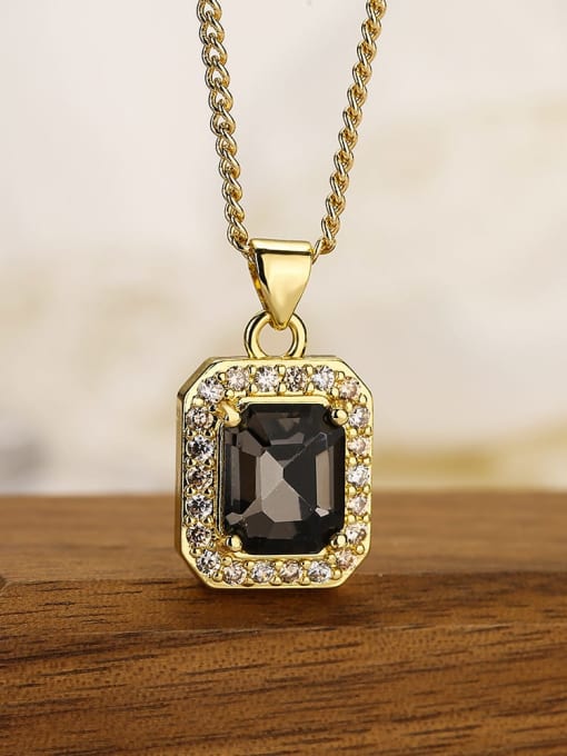 Cubic Zirconia Rectangle Pendant & Chain