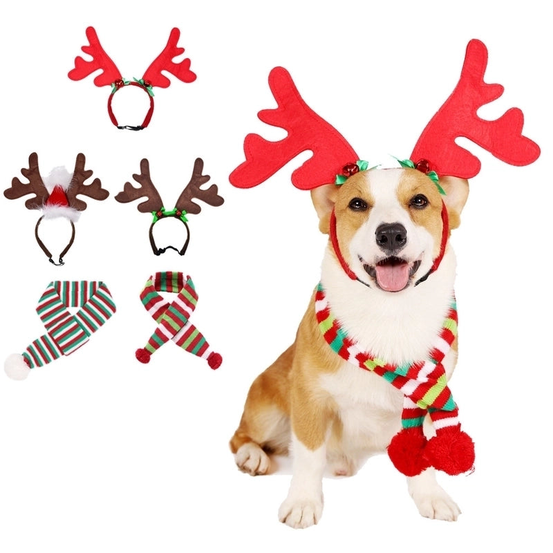 British Style Short Plush Acrylic Christmas Stripe Pet Scarf Pet Tire