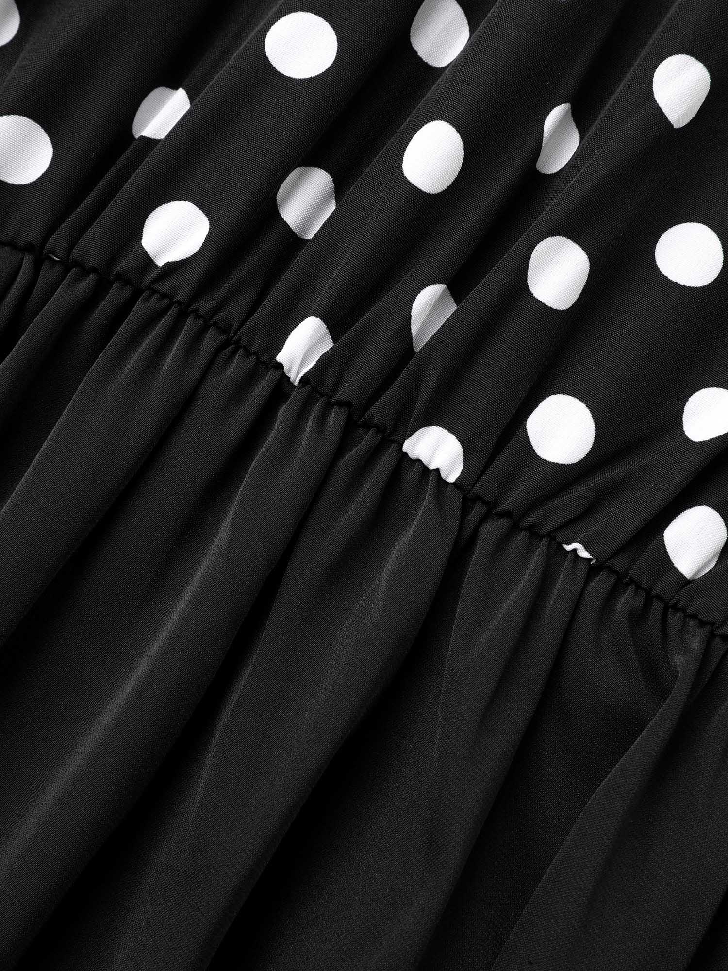 Polka Dot Patchwork Keyhole Dress