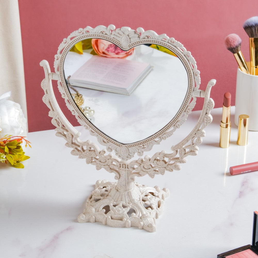 Vintage Heart Double Sided Mirror Ivory