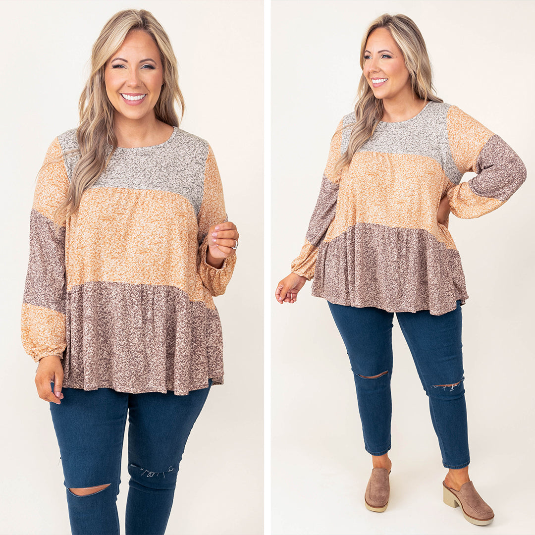 Nostalgic Heart Top. Mustard-Mocha