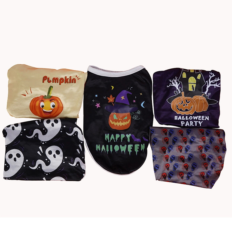 Halloween Skull Pet Clothes Puppy Dog Pumpkin Bucket Black New Cross-border Cat Pet Costume Pumpkin Ghost