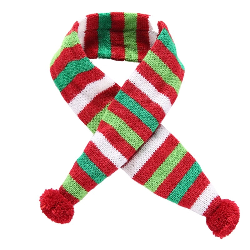 British Style Short Plush Acrylic Christmas Stripe Pet Scarf Pet Tire