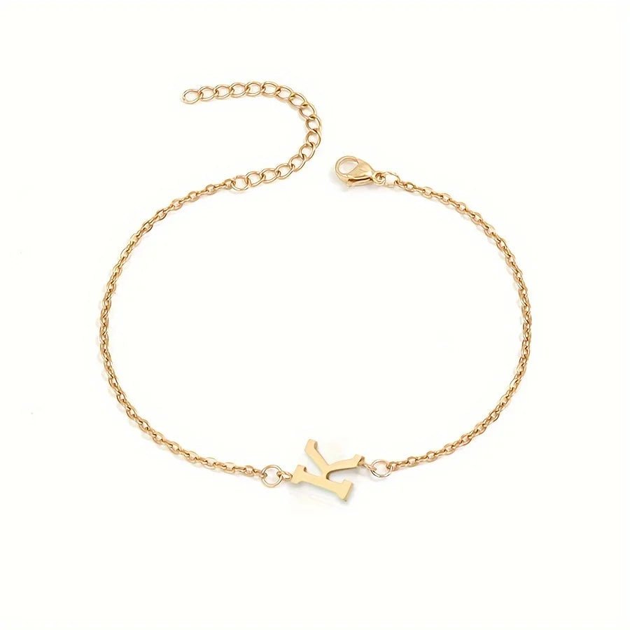 Dainty Feminine Letter Initial Chain Bracelet
