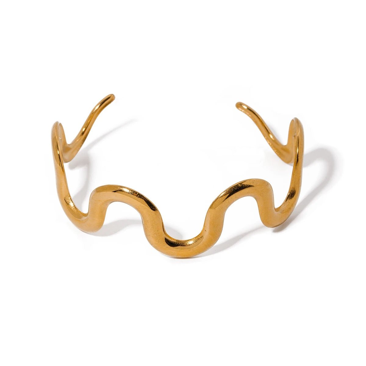 Gold Wavy Statement Bracelet and Necklace