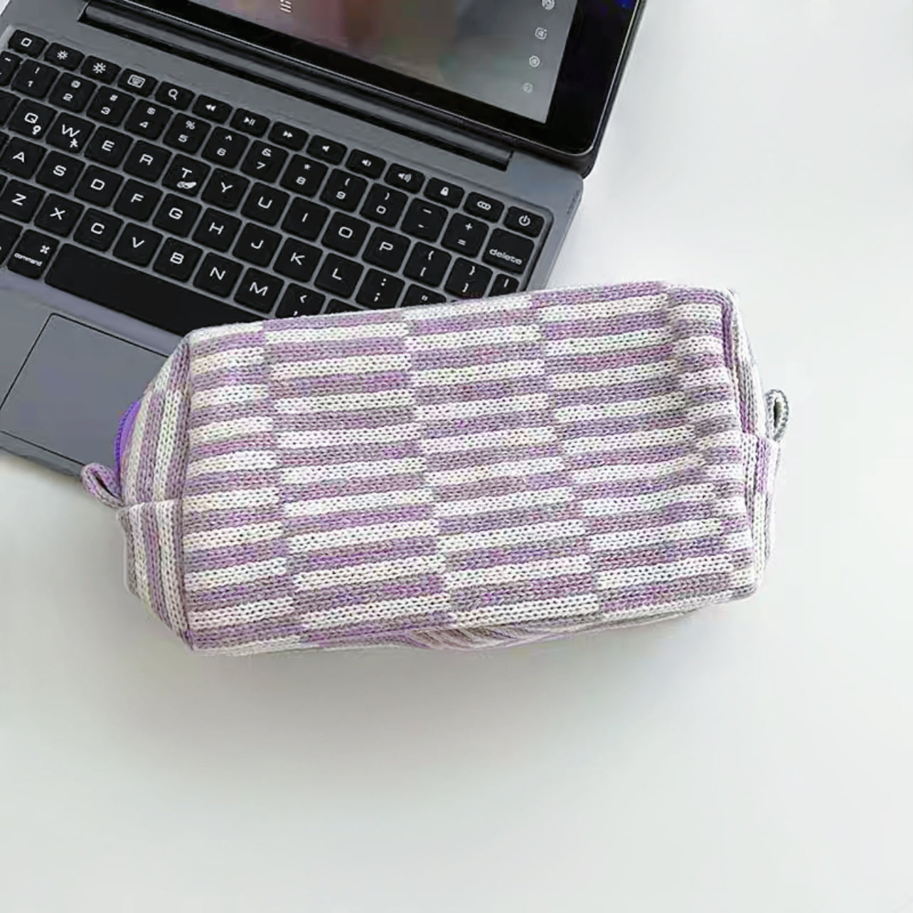 Stripe Knitted Makeup Bag