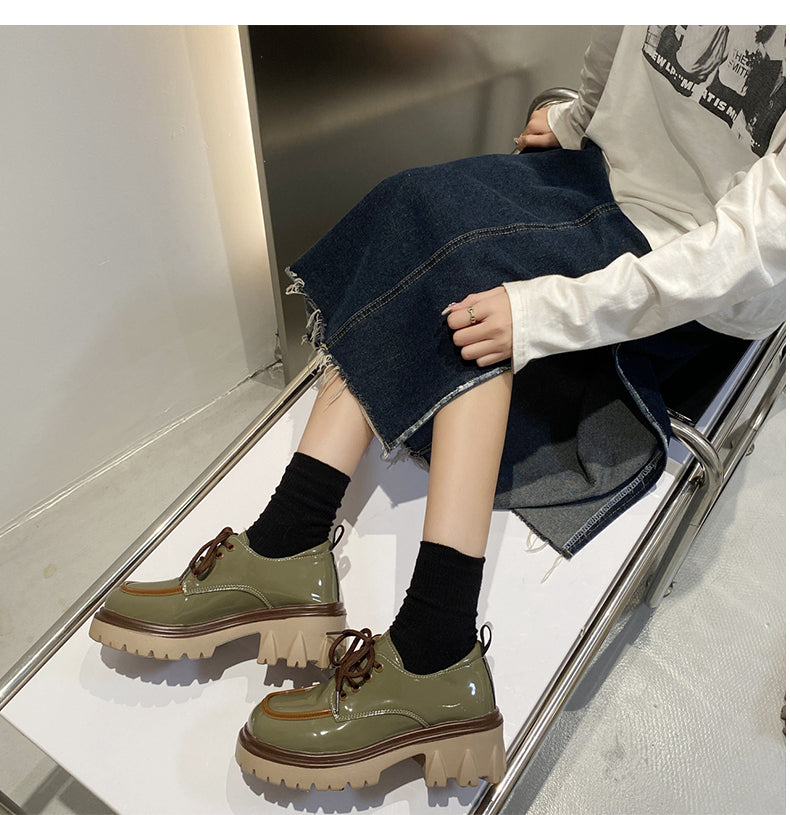 vintage lace-up all-match shoes  KF83117