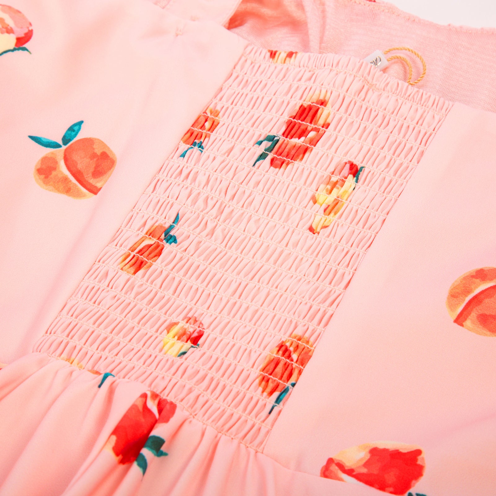 Vintage Fruit Printed Two-Way Defined Waist Dress Ruched Bodice Flared A-Line Dress