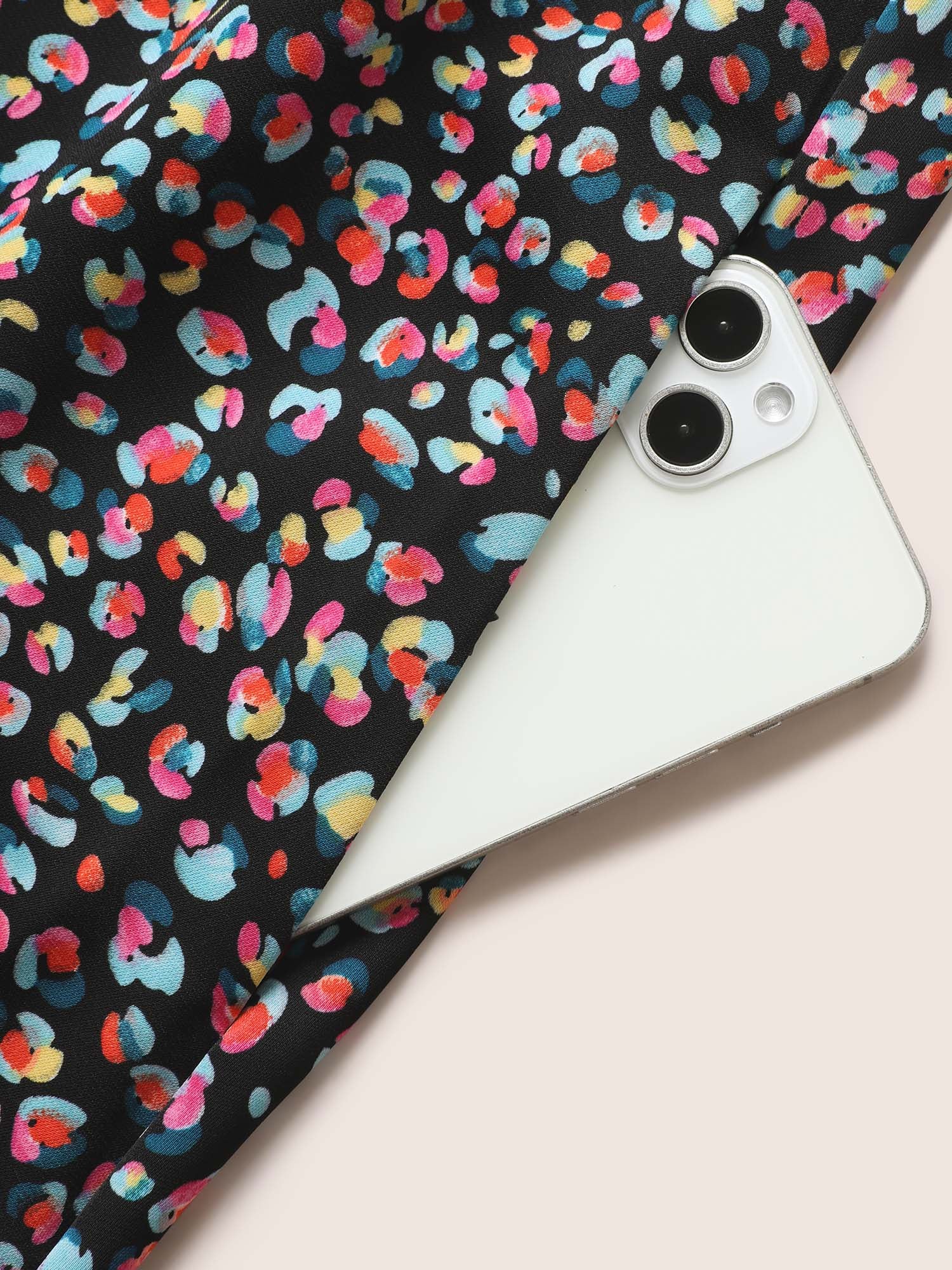 Allover Print Halter Neck Wrap Hem Dress