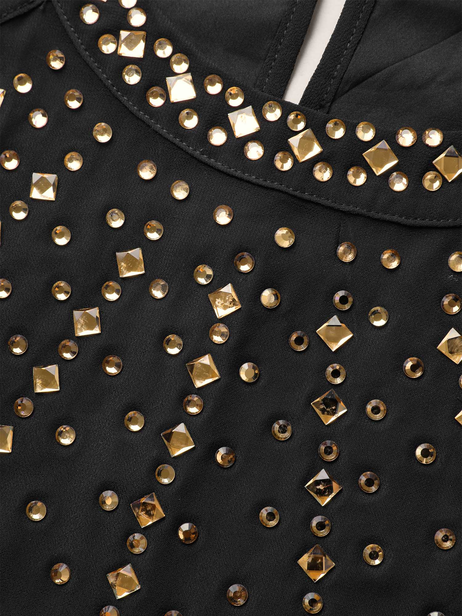 Halter Neck Rhinestone Detail Asymmetrical Hem Dress