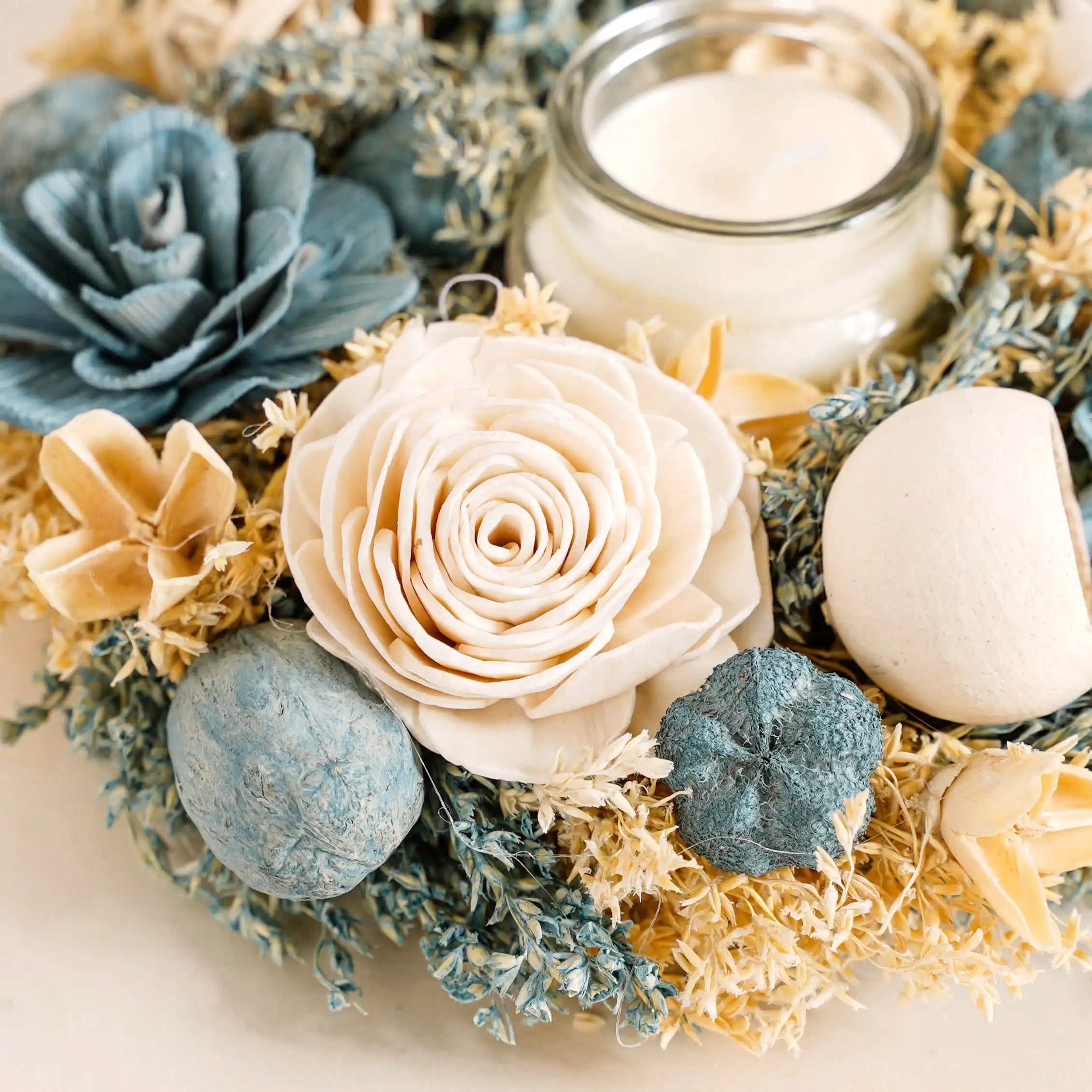 Sustainable Floral Wreath Garland Blue