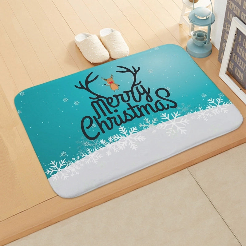 Cute Christmas Tree Snowflake Flannel Fabric Floor Mat