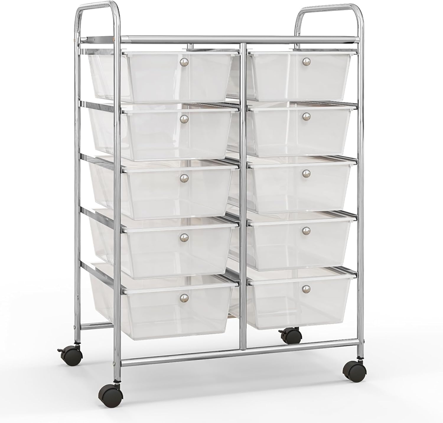 GIANTEX Stackable Storage Trolley with 10 Drawers with Lockable Wheels for Kitchen, Bathroom, Office, 65.5 x 37 x 87 cm