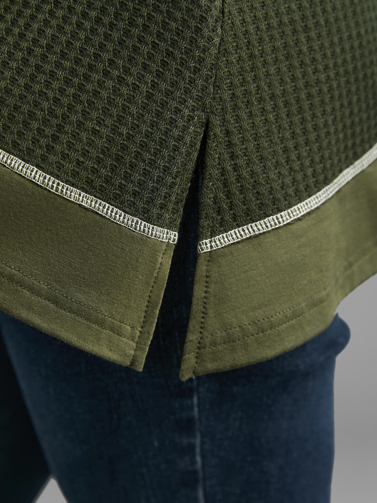 Waffle Knit Patchwork Topstitching Tank Top