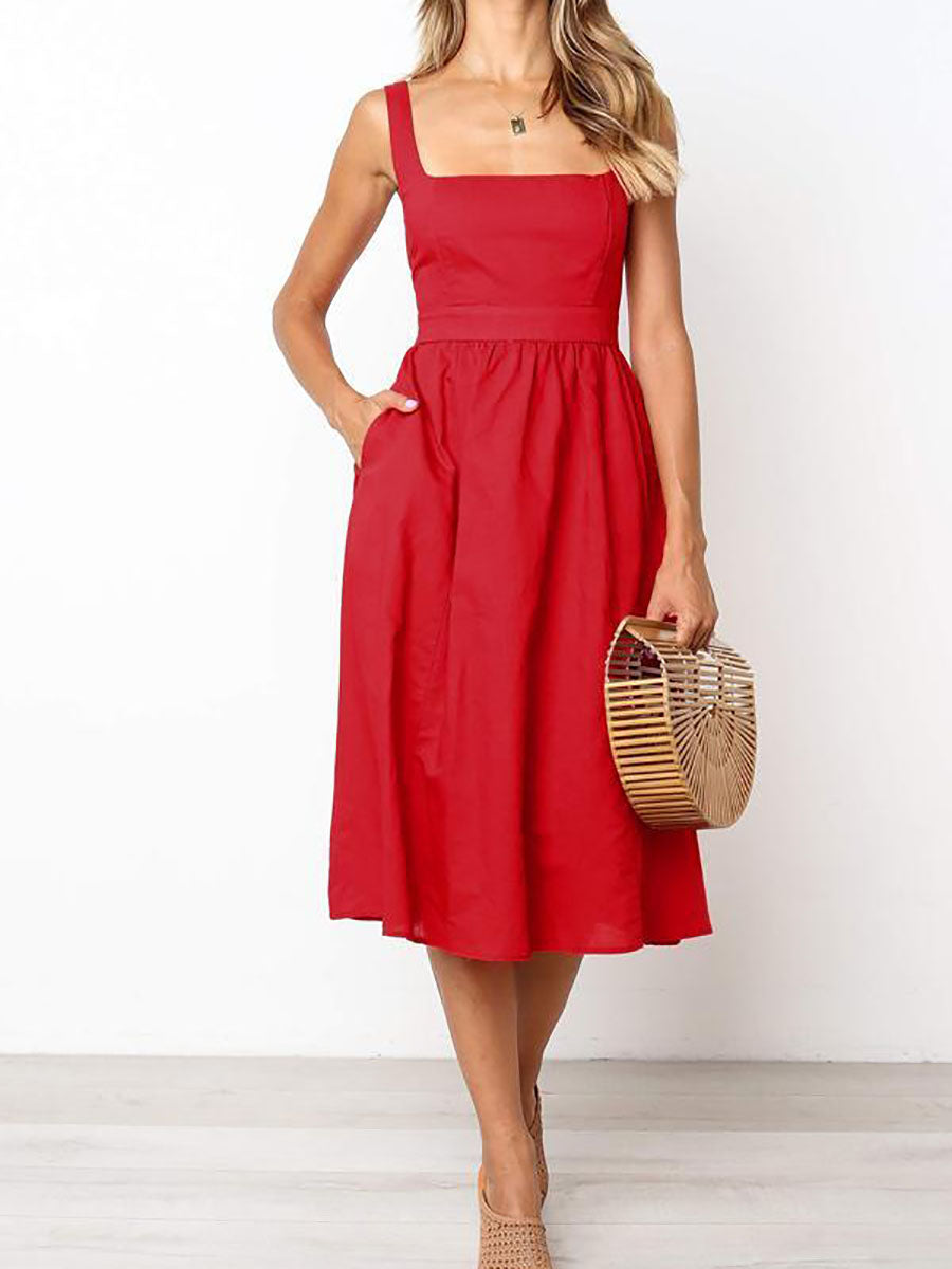 Sleeveless Solid Color Regular Fit Casual Wear Dress