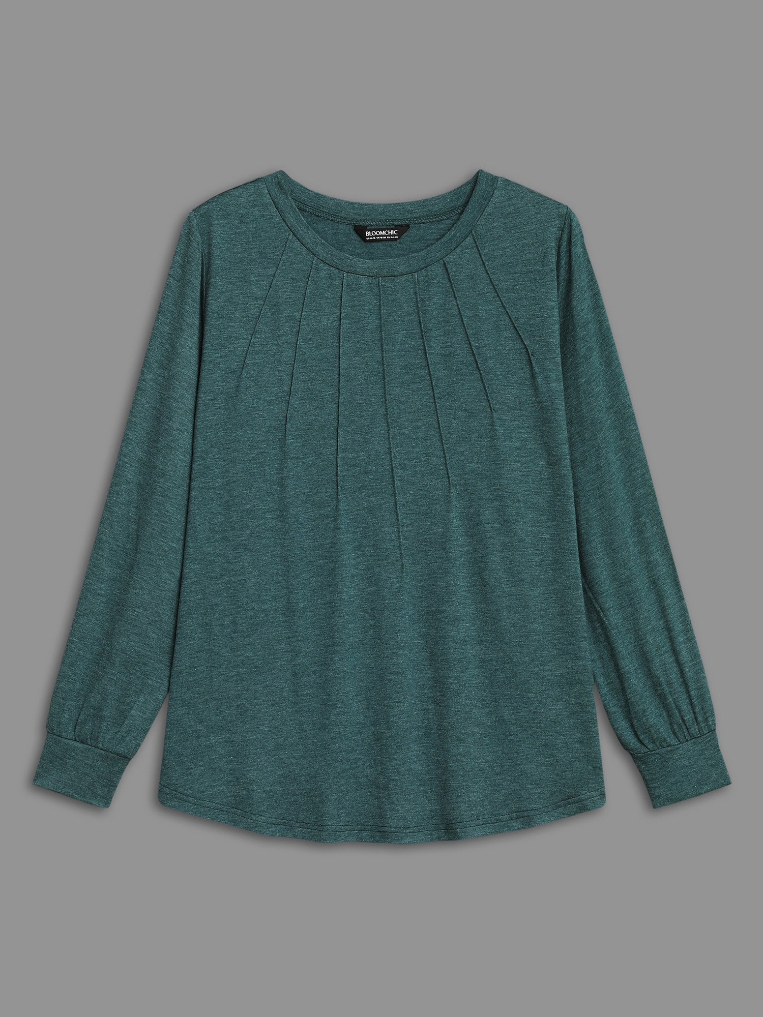 Solid Heather Round Neck Pleated T-shirt