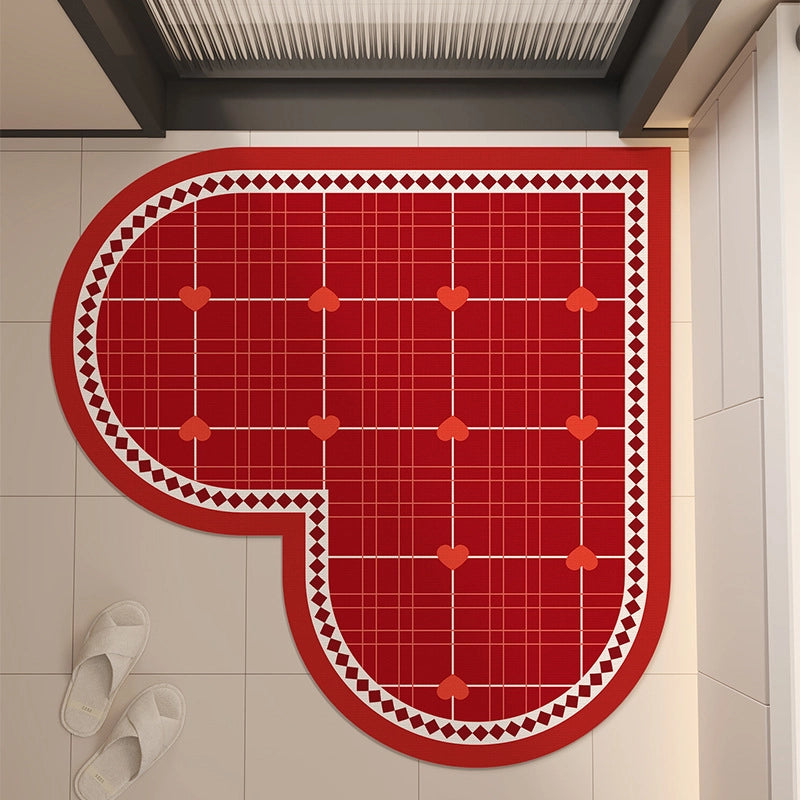 Casual Elegant Heart Shape Diatom Ooze Floor Mat Bathing