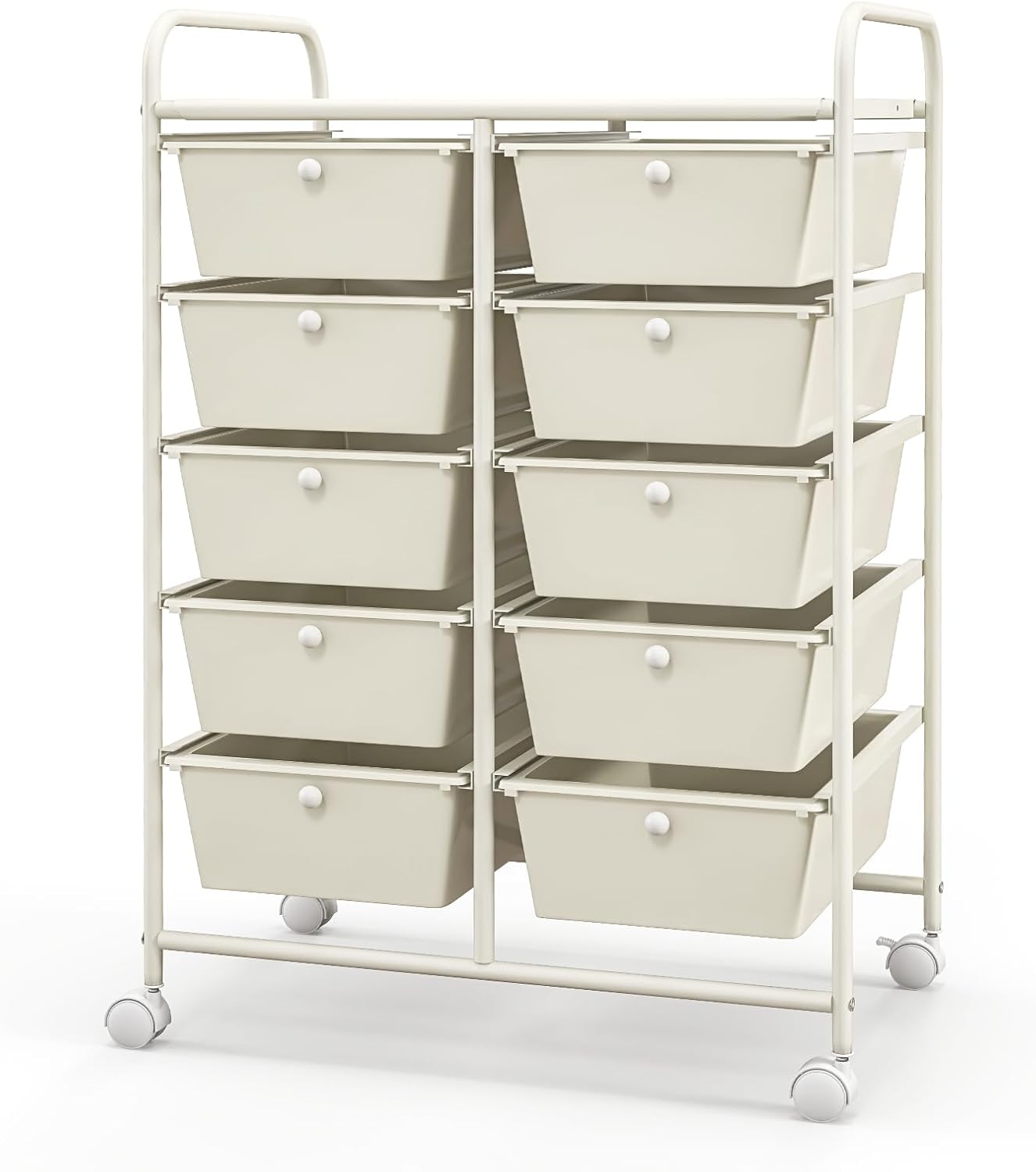 GIANTEX Stackable Storage Trolley with 10 Drawers with Lockable Wheels for Kitchen, Bathroom, Office, 65.5 x 37 x 87 cm