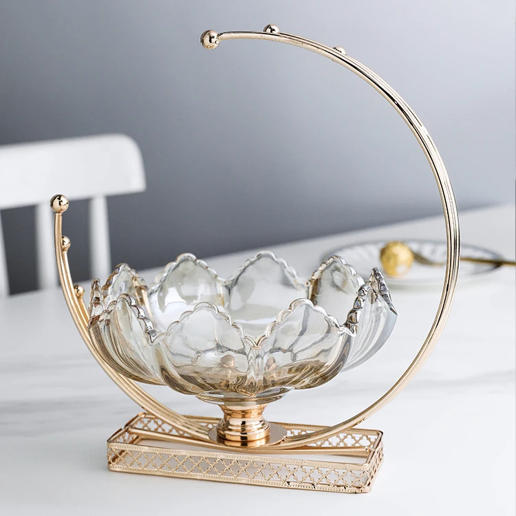 Home Decor Crystal Glass Modern  Living Room House Metal Trays Gold Luxury Other Decoration Home Table Decor For Home