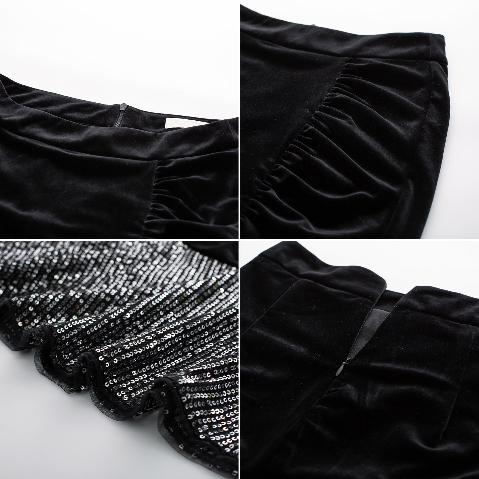 Vintage Sequined Mermaid Skirt High Waist Ruched Bodycon Skirt