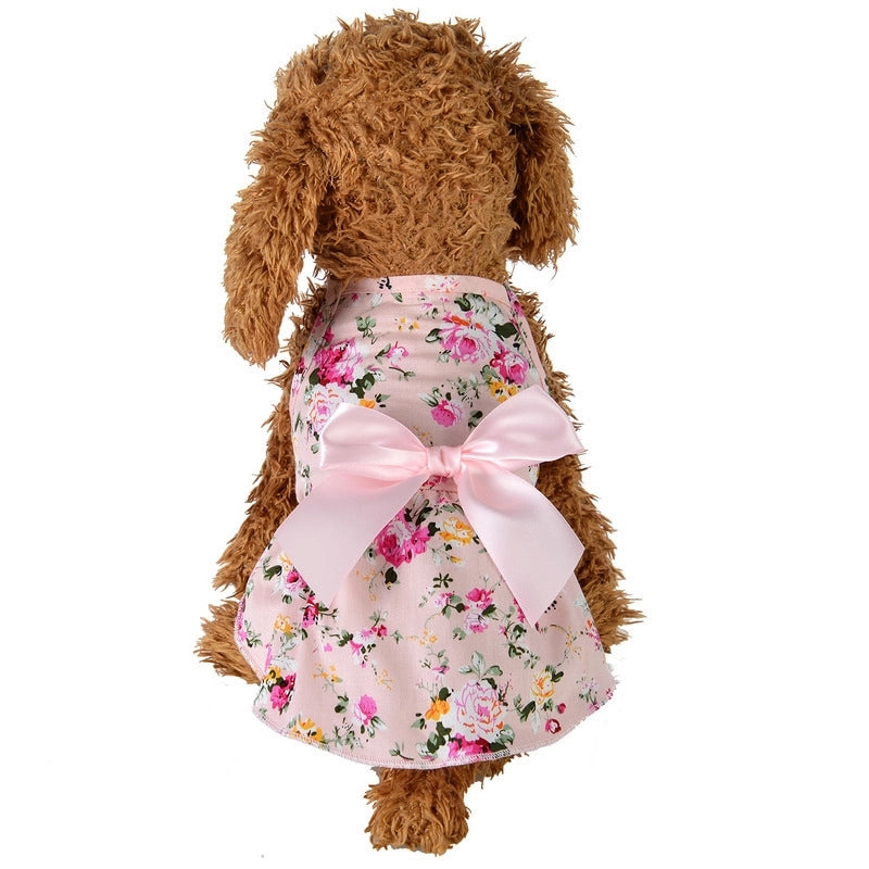 Princess Cotton Color Block Printing Pet Clothing
