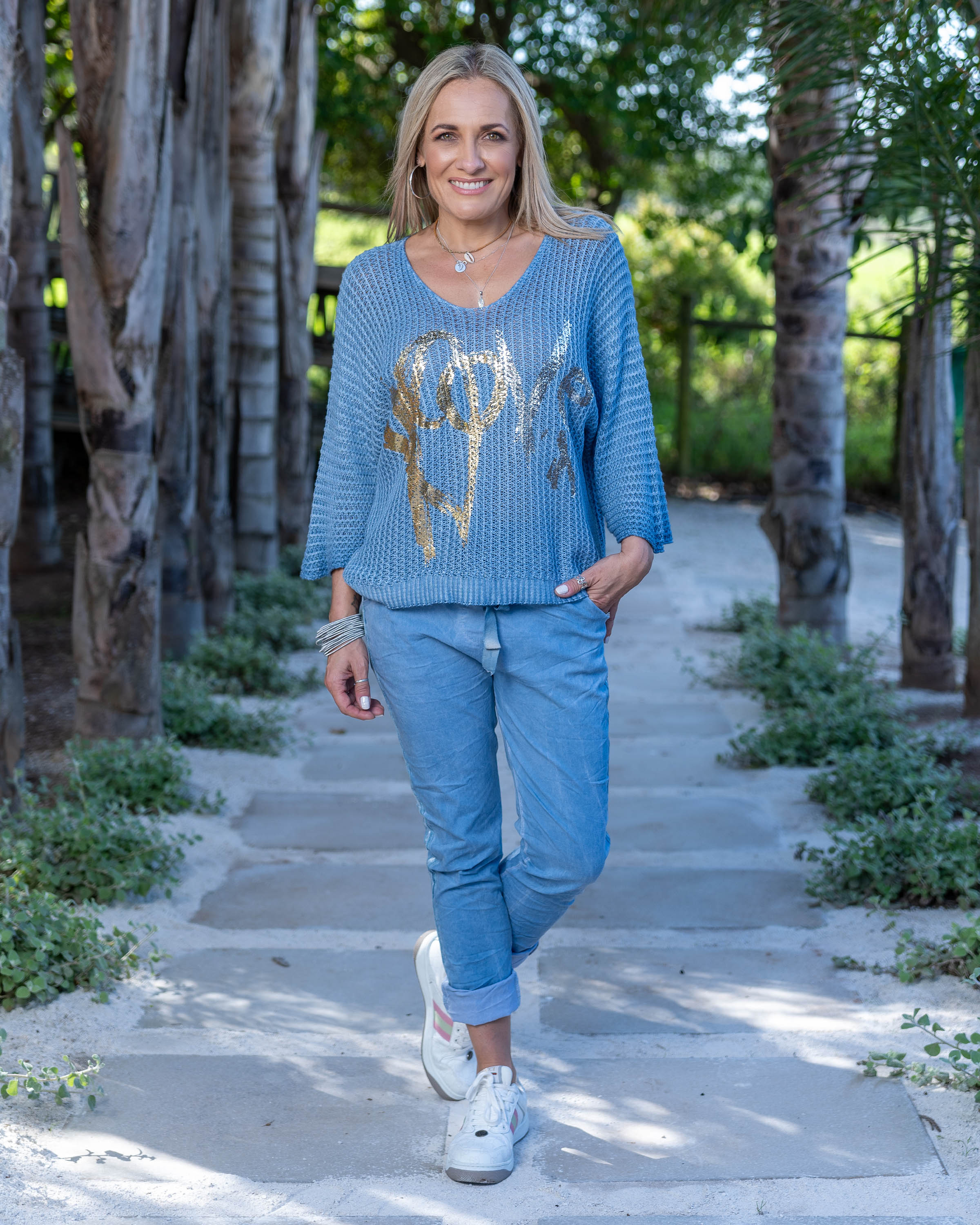Sweetheart Stitch Knit | Blue