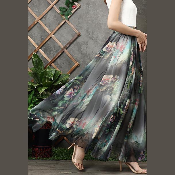 Modern big hem chiffon quilting clothes design black prints A Line Dresses summer