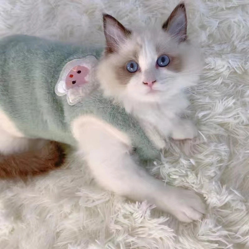Cute Rabbit Plush Solid Color Pet Clothing