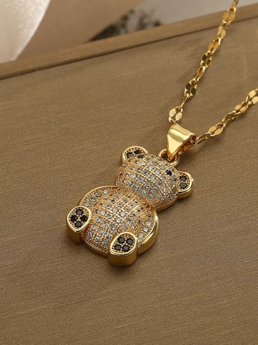 Cubic Zirconia Bear Pendant & Chain