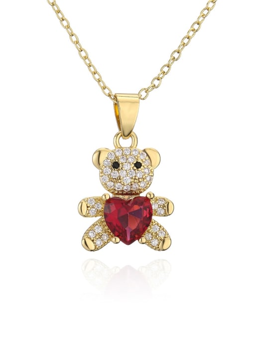 Cubic Zirconia Bear Pendant & Chain