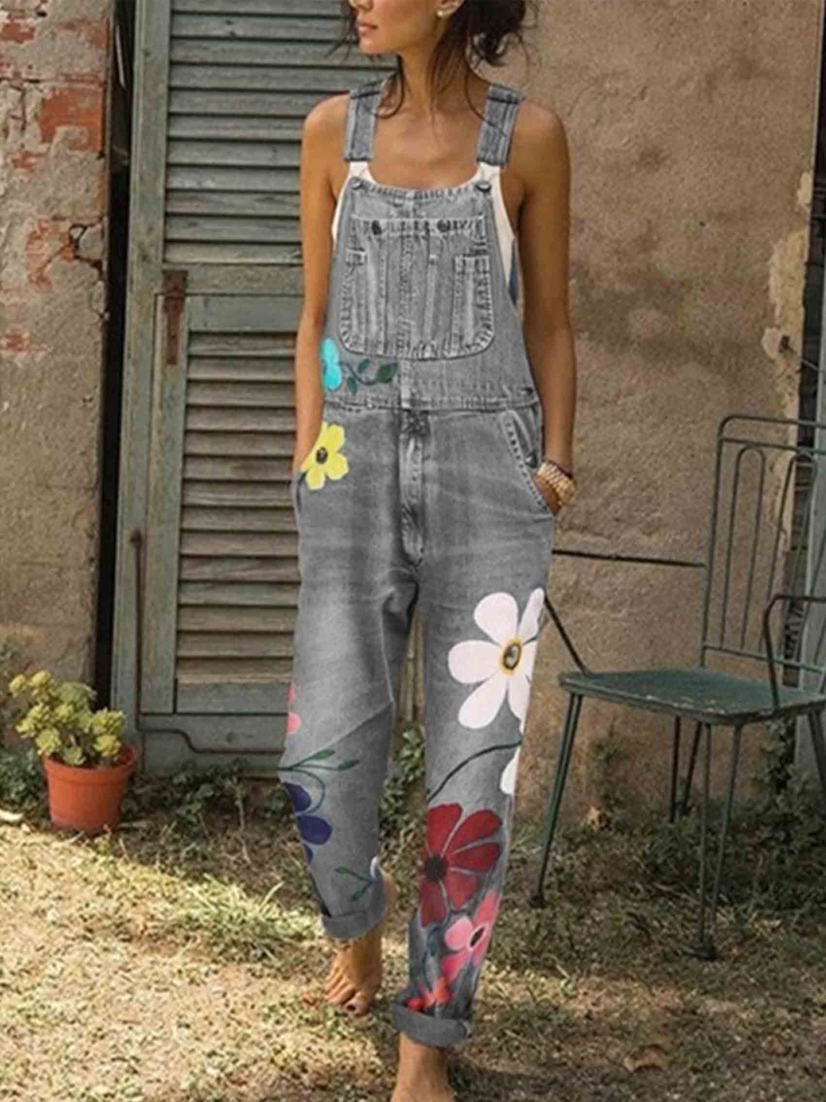 Flower Printed Jeans