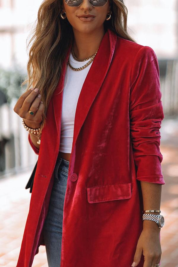 Ritz and Romance Pocketed Velvet Blazer