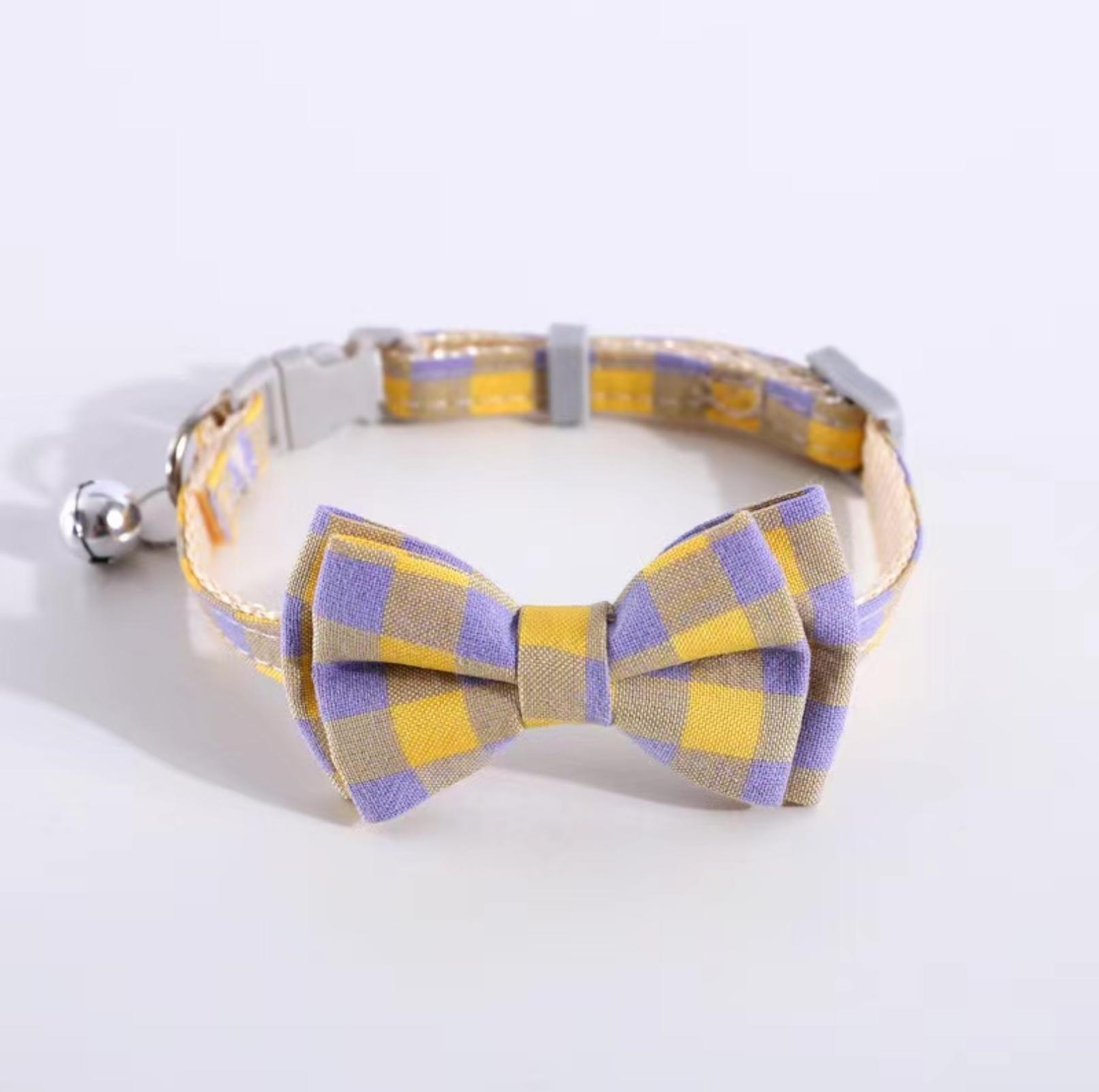 Colourful Plaid Bow Style Adjustable Pet Collar