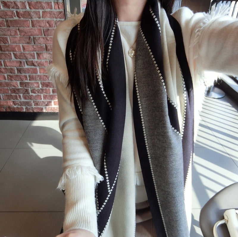 Women's Minimalist Color Block Imitation Cashmere Scarf