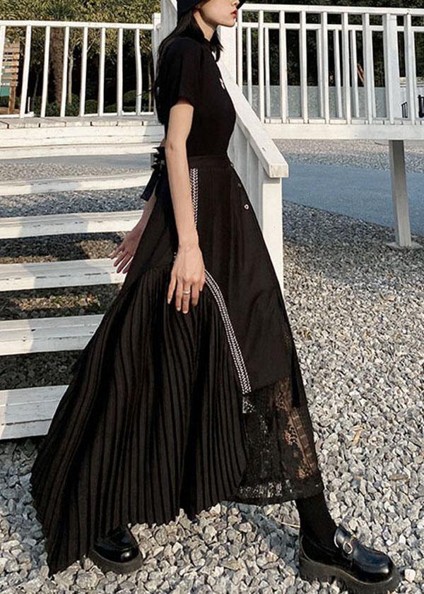 Black asymmetrical Besign Summer Patchwork Lace Skirts