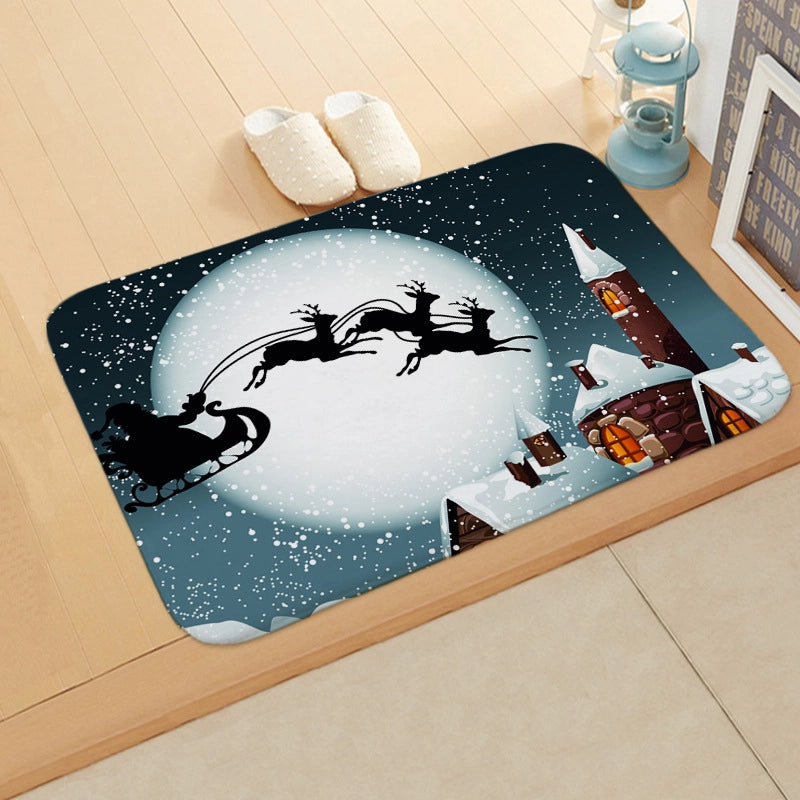 Cute Christmas Tree Snowflake Flannel Fabric Floor Mat