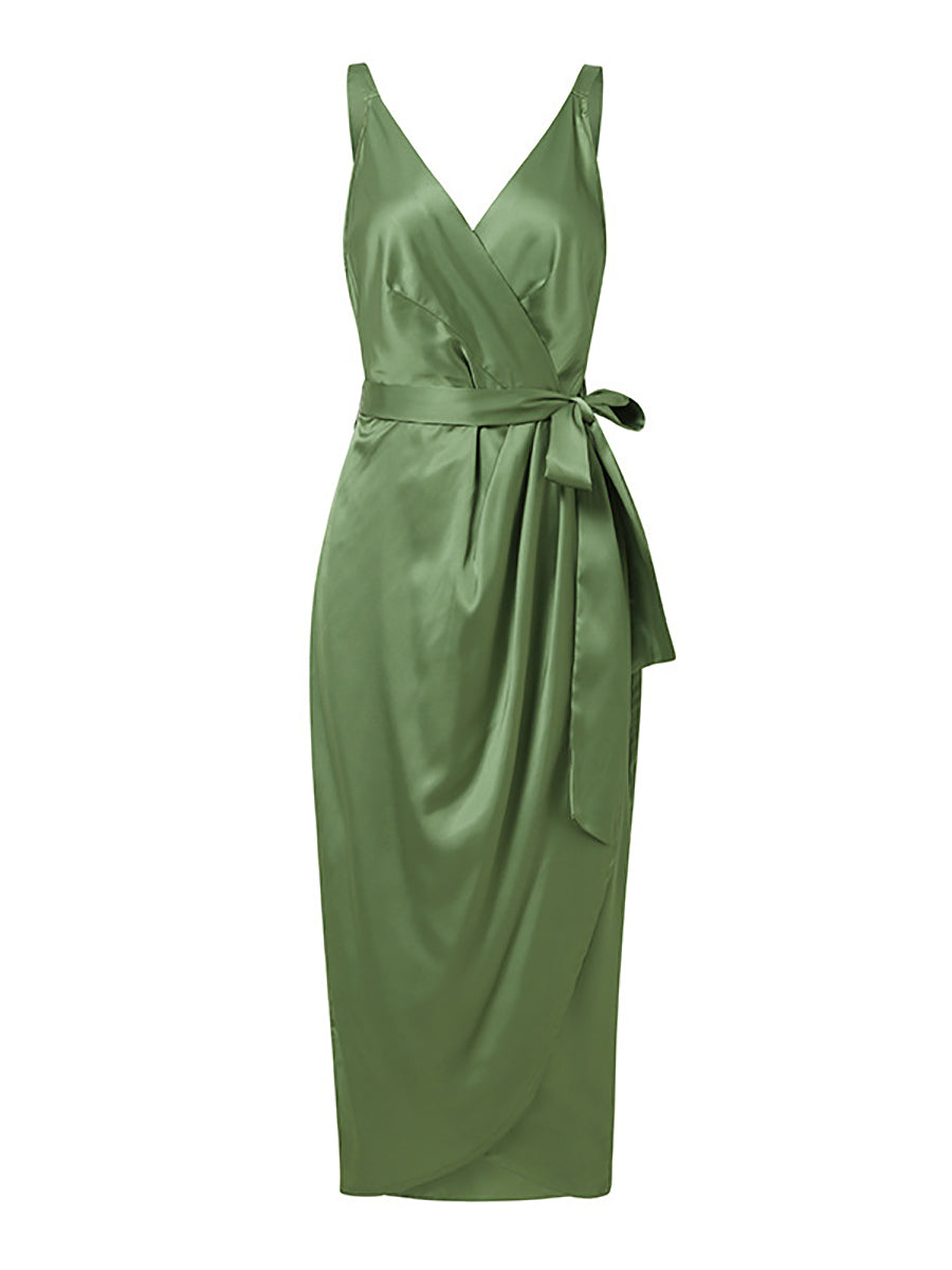 Solid Color Straps Slim Irregular Dresses