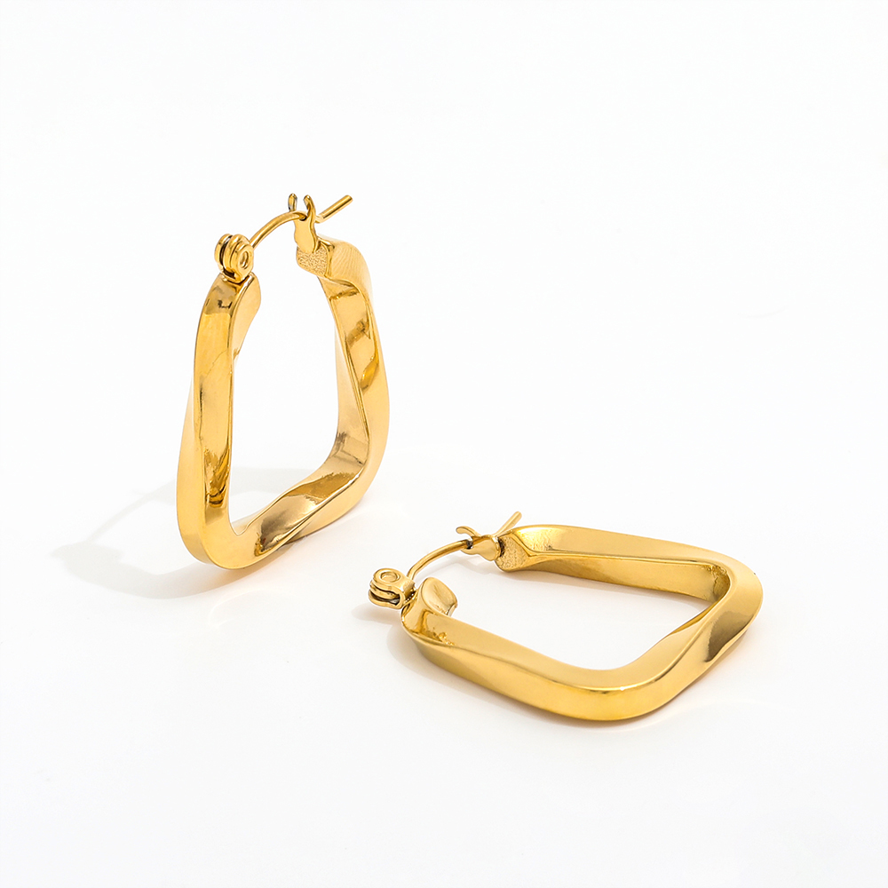 High End Tarnish Free Waterproof  Gold Plated Big Hoop Earring Statement Jewelry