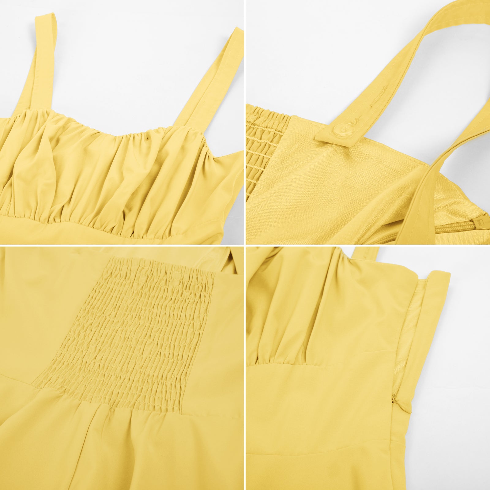 Vintage Solid Color Two-Way Defined Waist Dress Ruched Bodice Flared A-Line Dress