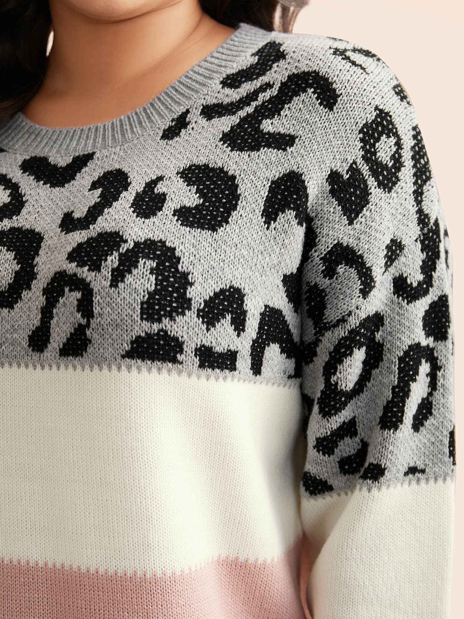 Leopard Print Contrast Patchwork Pullover