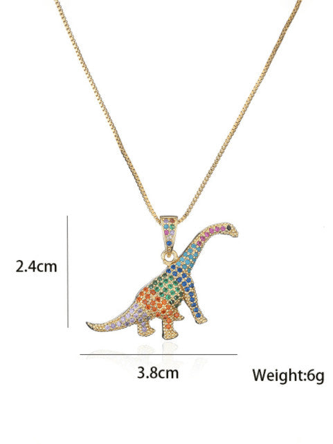 Cubic Zirconia Dinosaur Pendant & Chain