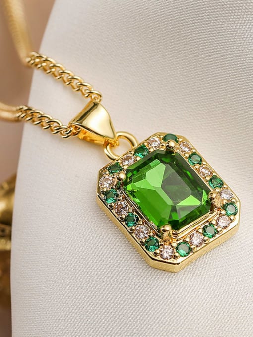 Cubic Zirconia Rectangle Pendant & Chain